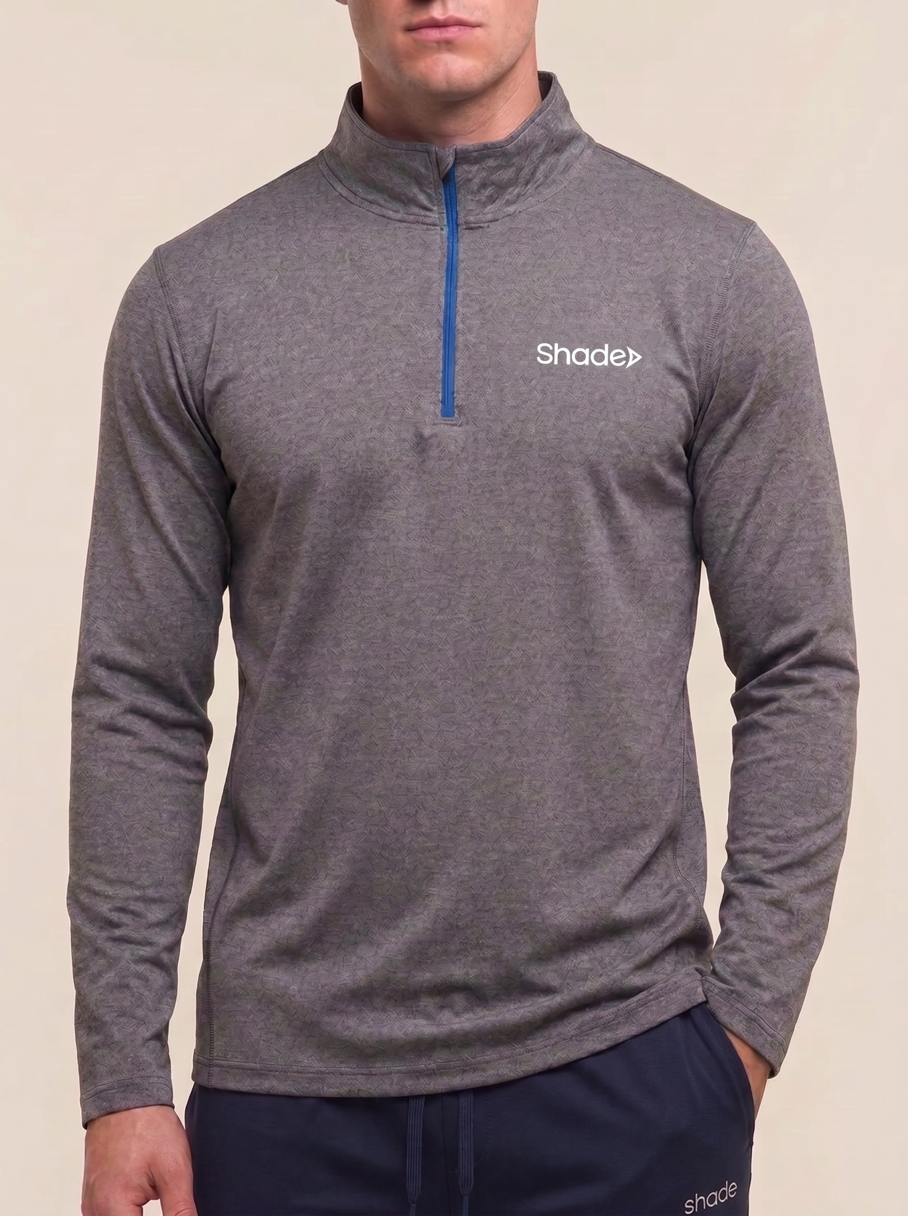 103Air Gris Melange - Remera Manga Larga con Medio Cierre - ropa deportiva Shade Sport