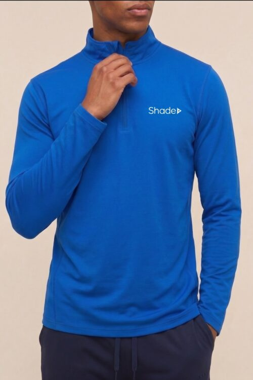 103Air Azul Electrico - Remera Manga Larga con Medio Cierre - ropa deportiva Shade Sport