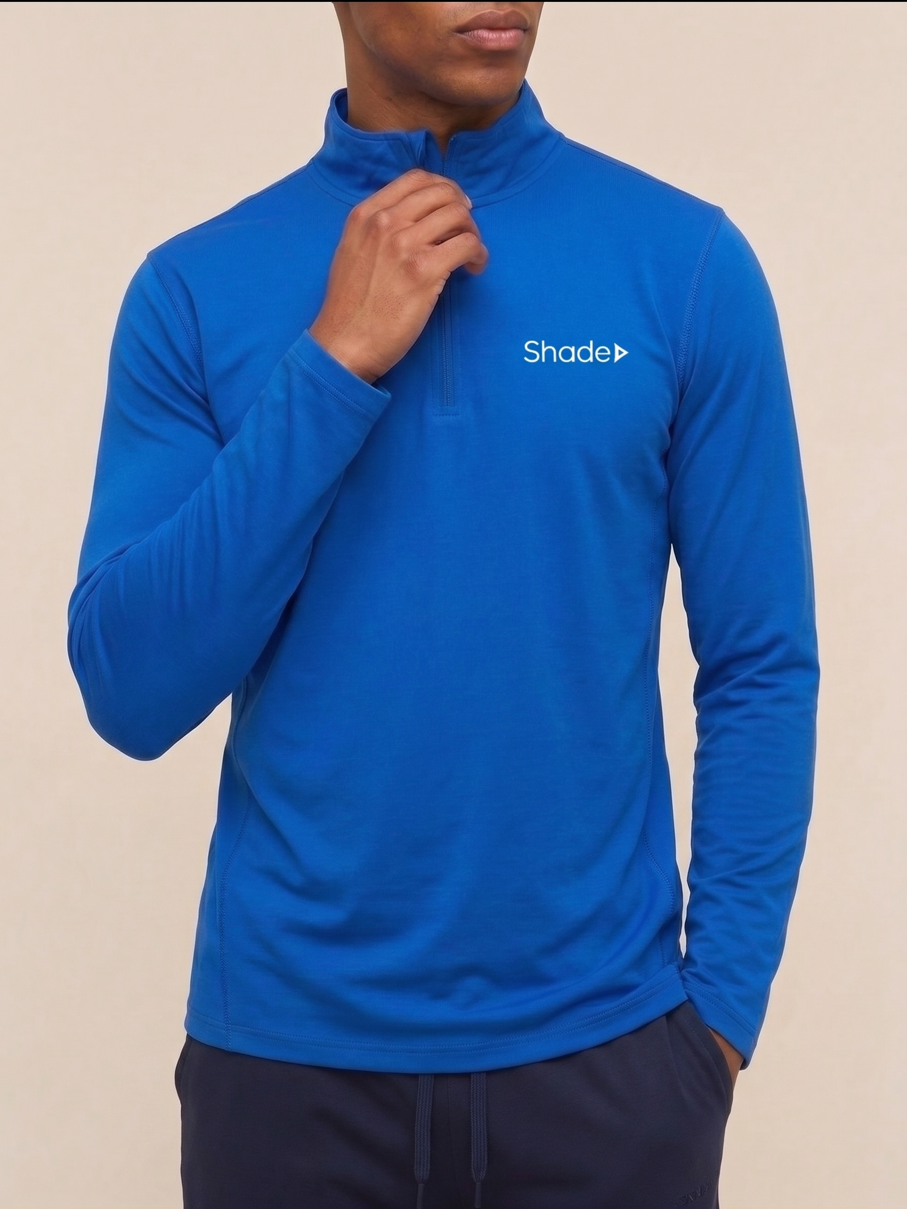 103Air Azul Electrico - Remera Manga Larga con Medio Cierre - ropa deportiva Shade Sport